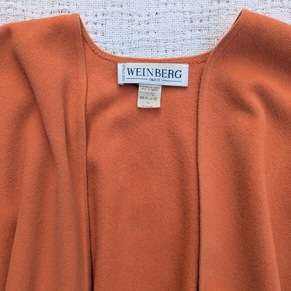 Vtg WEINBERG Paris 100% Virgin Wool Cape Women’s One Sze Burnt Orange/Terracotta - Picture 3 of 5